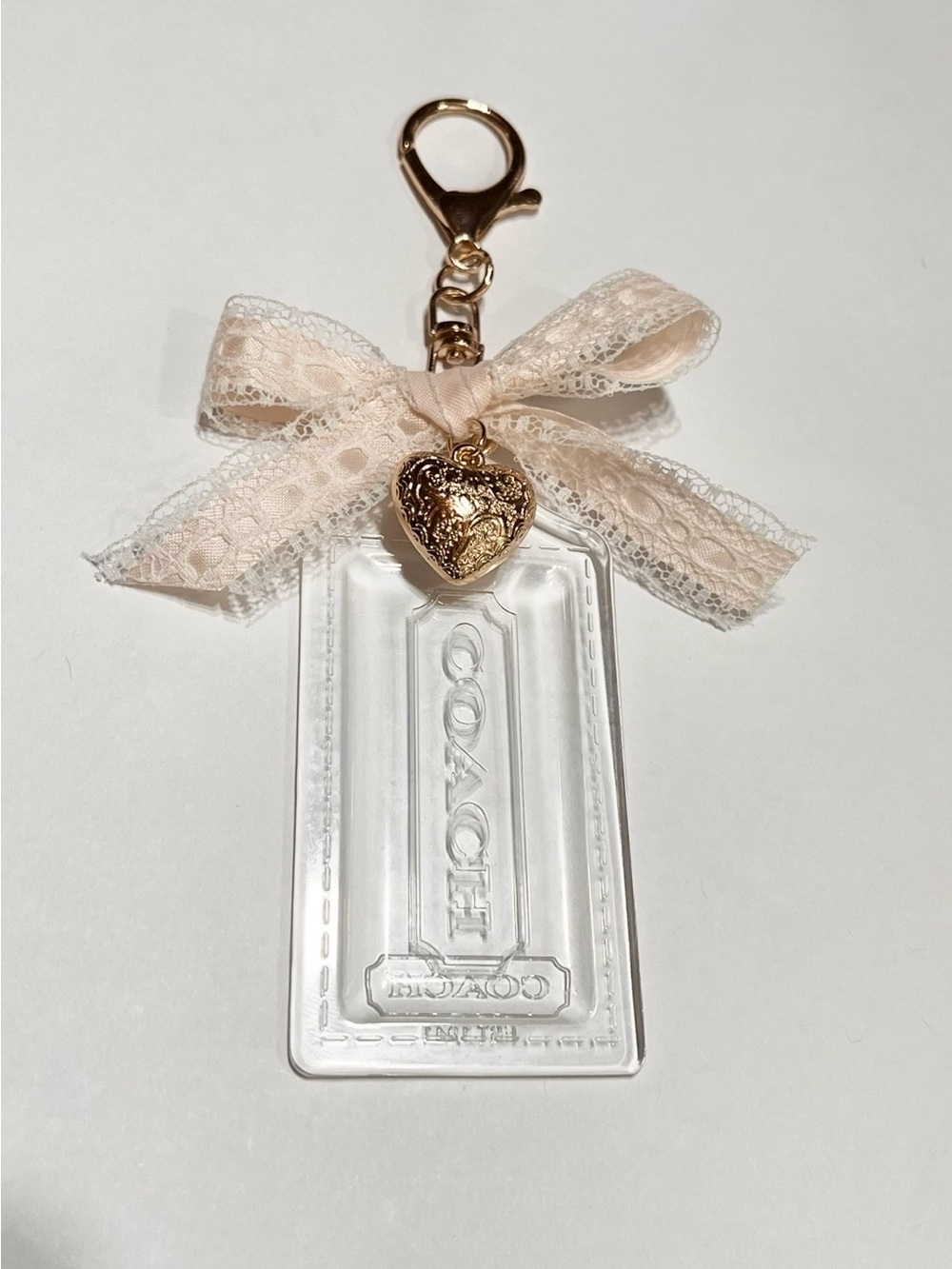 Coach Poppy Clear Acrylic Tag on Handmade Charm